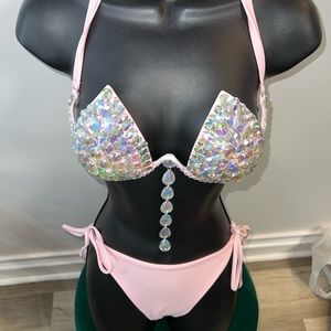 Rhinestone bra leyte bikini